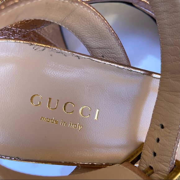 Gucci Marmont Metallic Platform Block Heels - Rose Gold NWOB - Picture 9 of 12